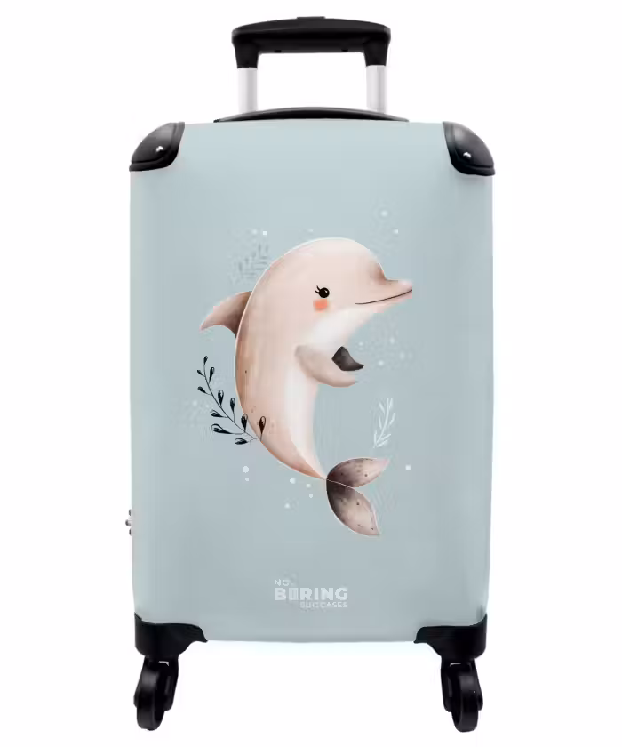 Koffer - Beige dolfijn in blauw water