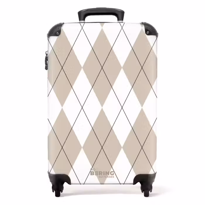 Koffer - Beige ruiten patroon