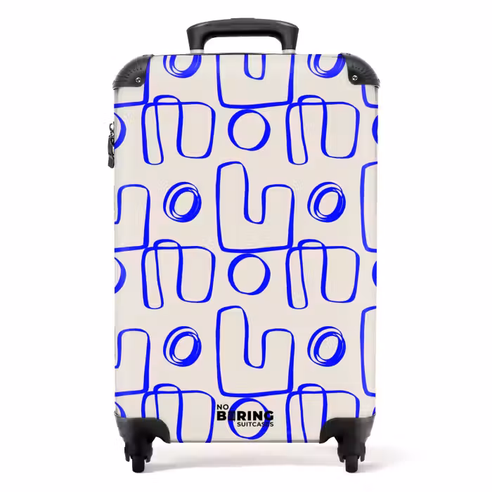 Koffer - Blauwe abstracte lijnen op beige achtergrond