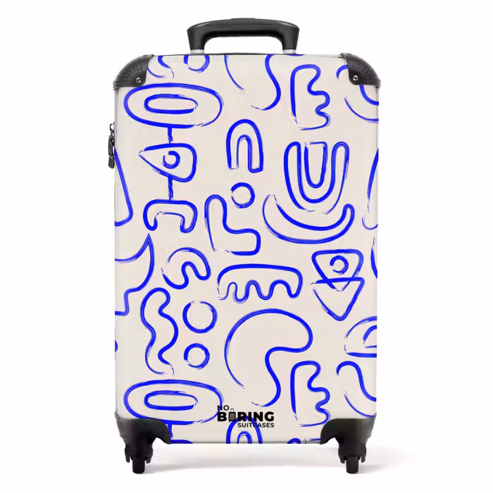Koffer - Blauwe abstracte vormen op beige