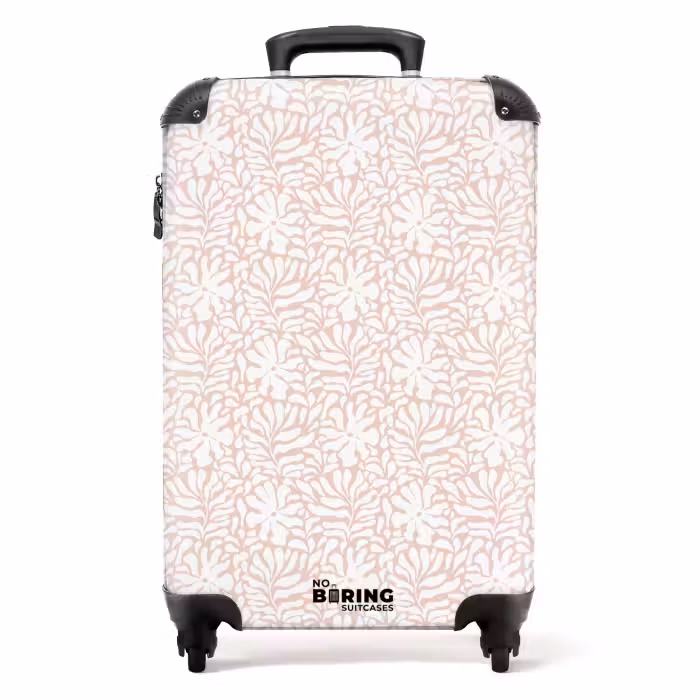 Koffer - Bloemen en bladeren op beige achtergrond