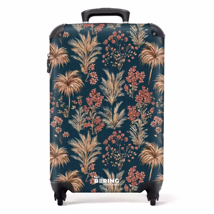 Koffer - Botanisch - Patroon - Blauw