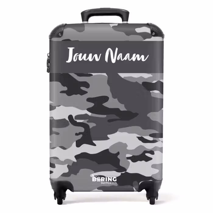 Koffer met naam - Camogrijs