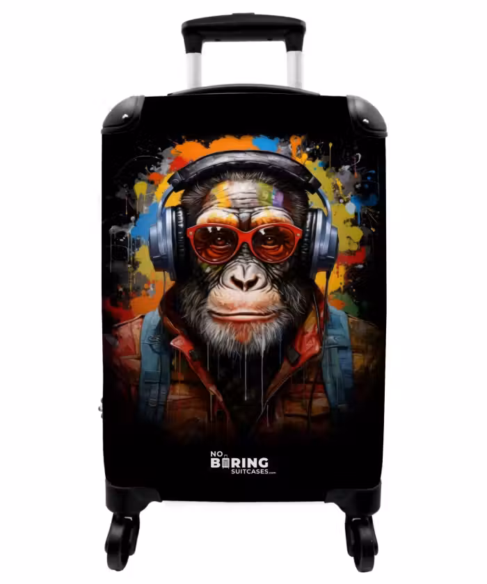 Koffer - Chimpansee met Koptelefoon en Graffiti-Spray