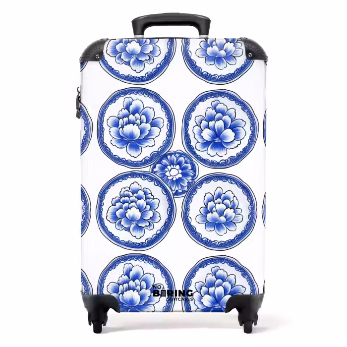 Koffer - Cirkels - Bloemen - Blauw