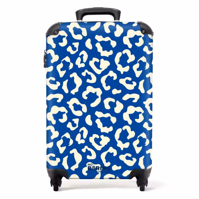 Koffer - Dierenprints - Panterprint koffer in blauw en wit