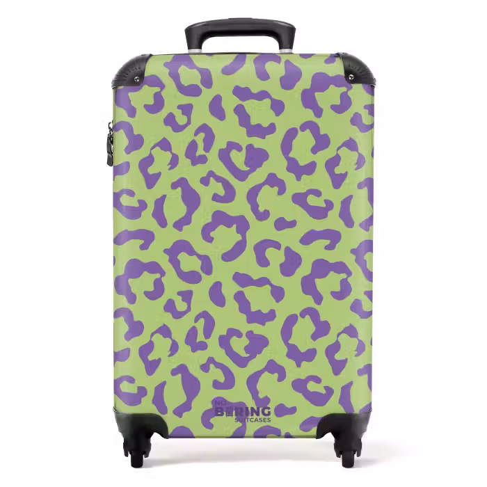 Koffer - Dierenprints - Panterprint koffer in paars en groen