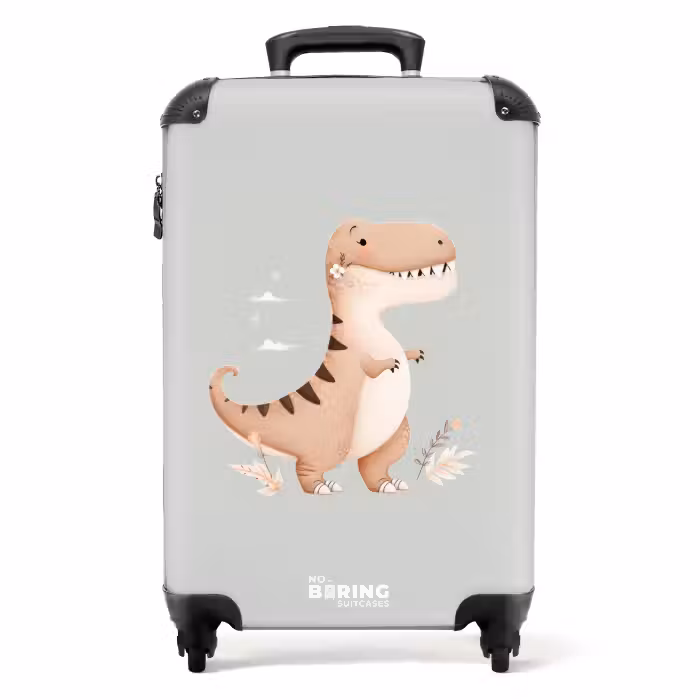 Koffer - Dino in beige en grijze kleuren