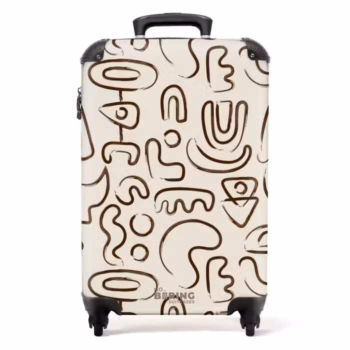 Koffer - Donkerbruine abstracte vormen op beige