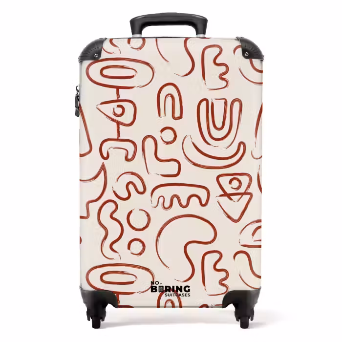 Koffer - Donkerrode abstracte vormen op beige