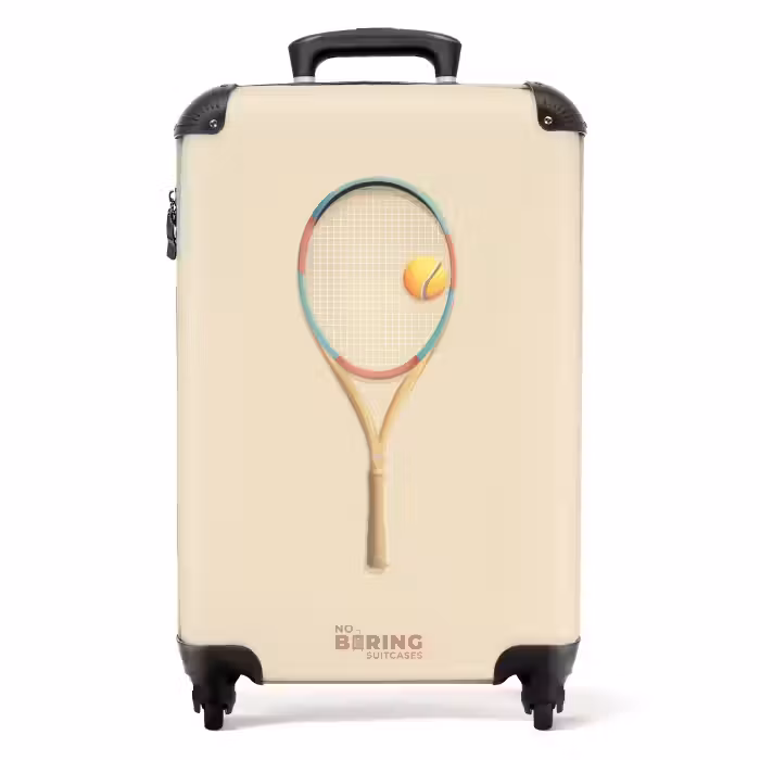 Koffer - Een tennisracket in beige tinten