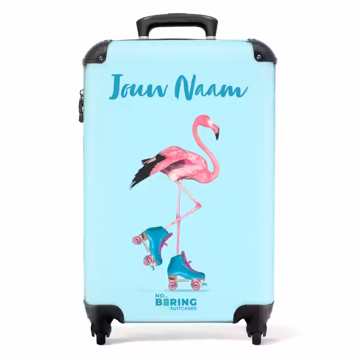 Koffer met naam - Flitsende flamingo