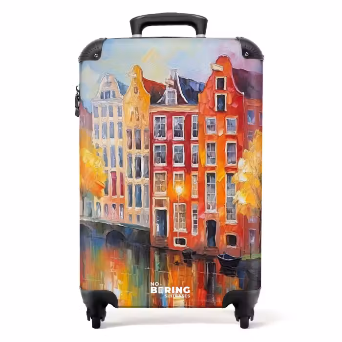 Koffer - Grachtenpanden - Kunst - Schilderij - Amsterdam