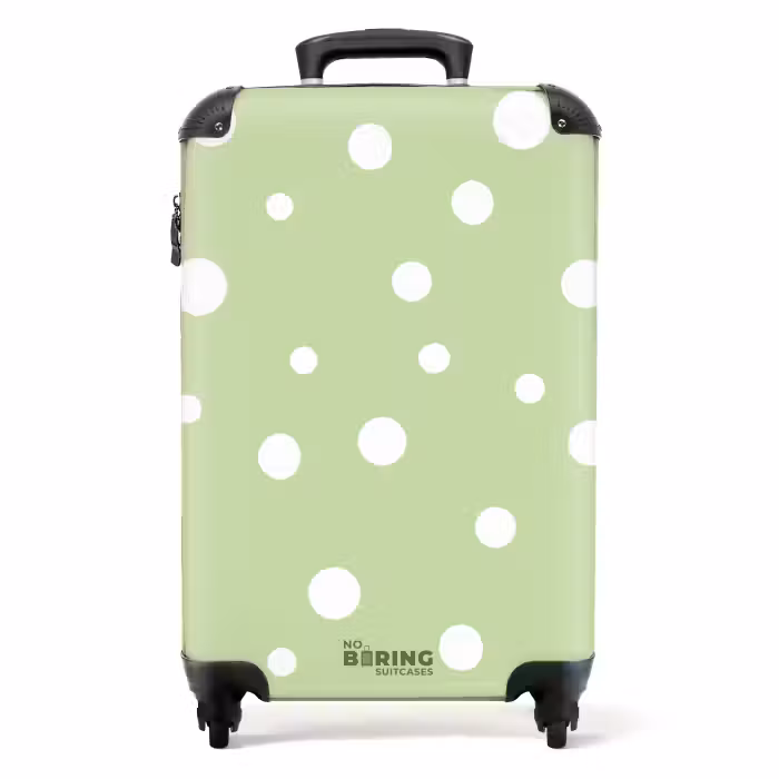 Koffer - Groene achtergrond met witte stippen