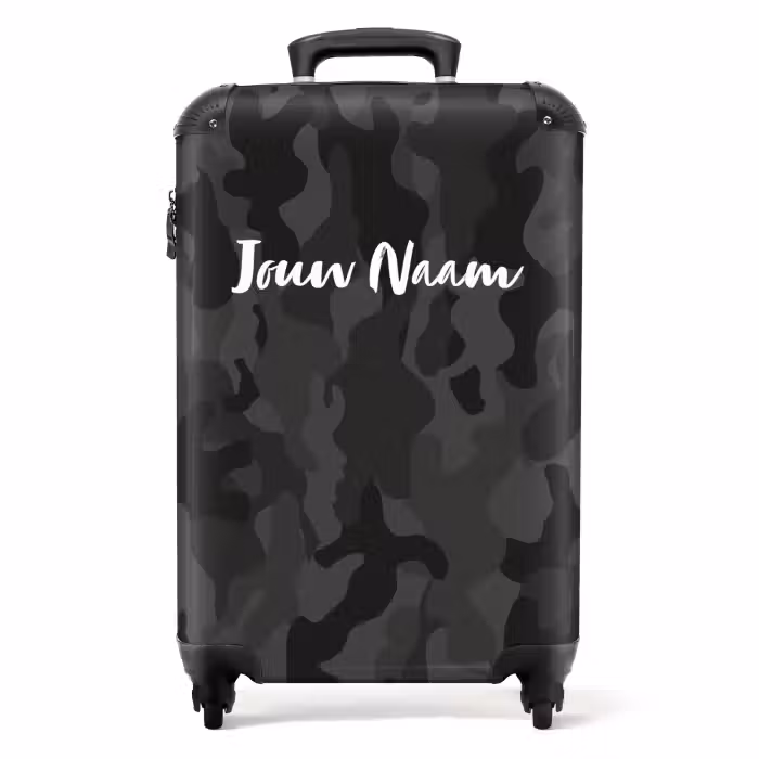 Koffer met naam - Groene camouflage print