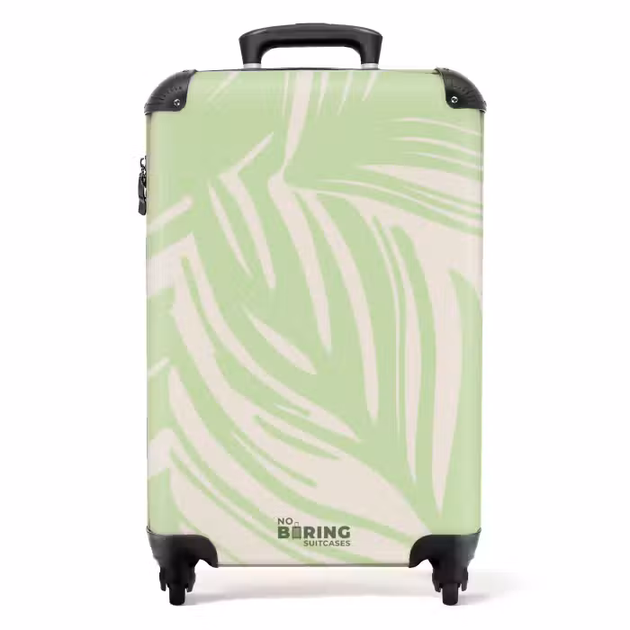 Koffer - Grote bladeren in lichtgroen met beige