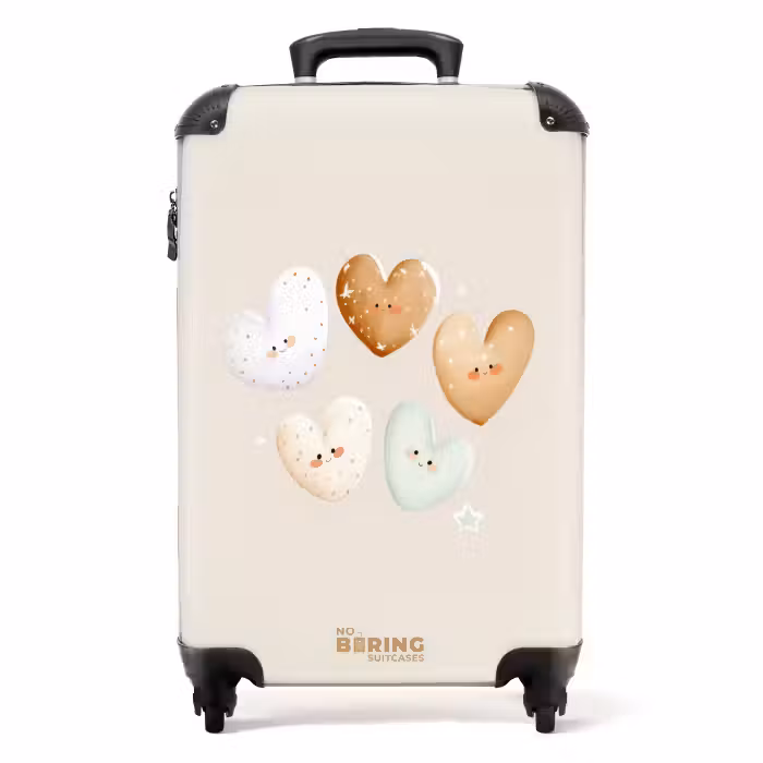 Koffer - Hartjes in zachte beige tinten