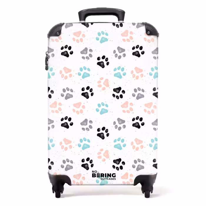 Koffer - Honden poot patroon gekleurd