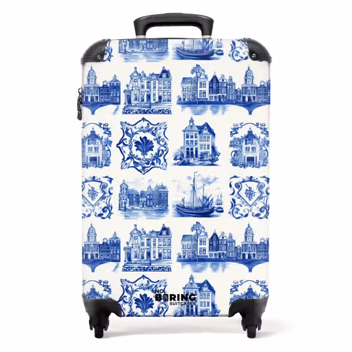 Koffer - Huizen - Schepen - Blauw