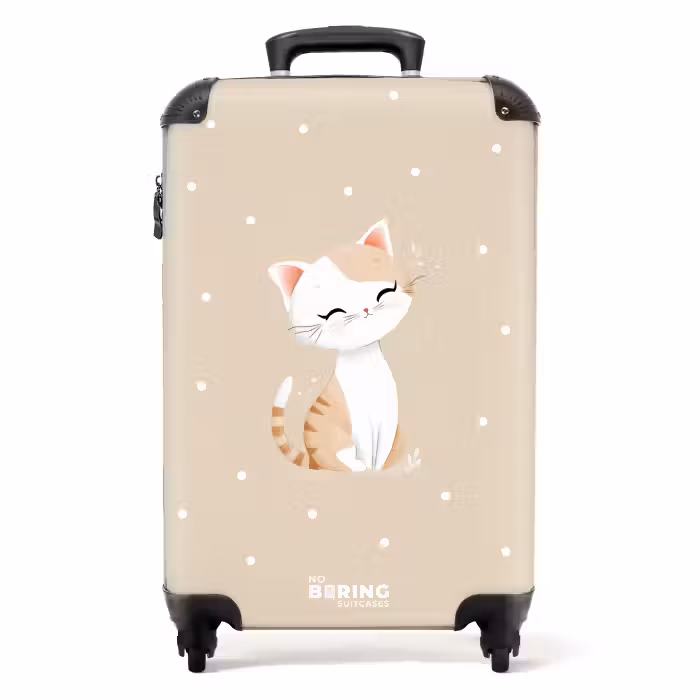 Koffer - Kat omringd door beige stippen