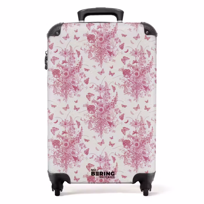 Koffer - Klassiek boeket patroon roze