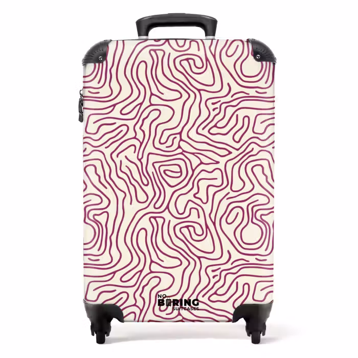 Koffer - Kronkelende lijn - Magenta - Crème