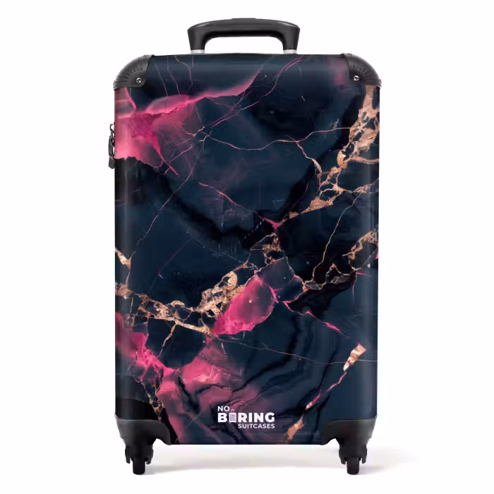 Koffer - Marmer - Fluorescerend Roze in Donker Marmer