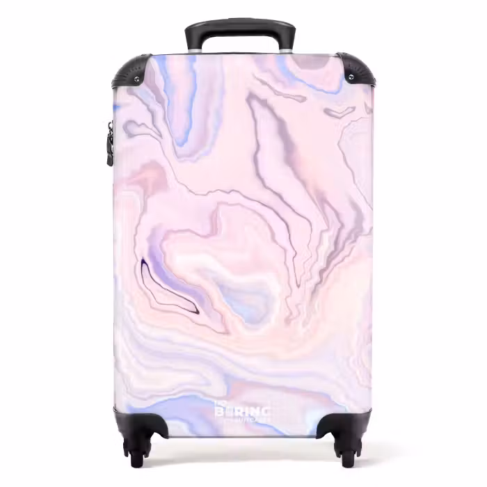 Koffer - Marmer - Pastelroze en Blauwe Marmerwervelingen