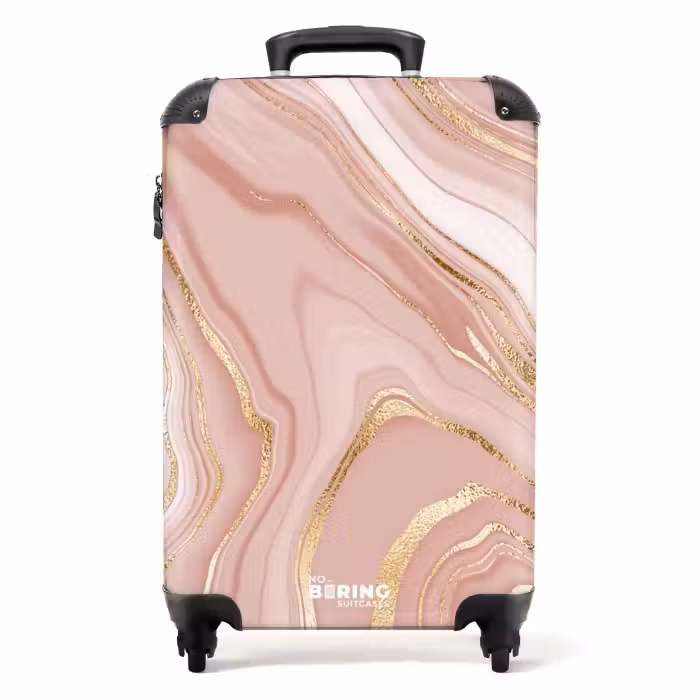 Koffer - Marmer - Roze Marmer met Gouden Accenten