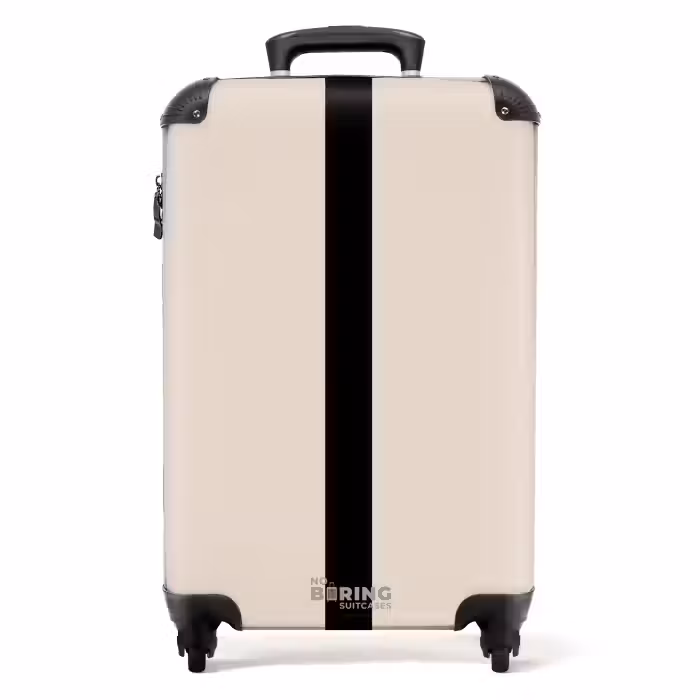 Koffer - Minimal - Beige met zwarte streep