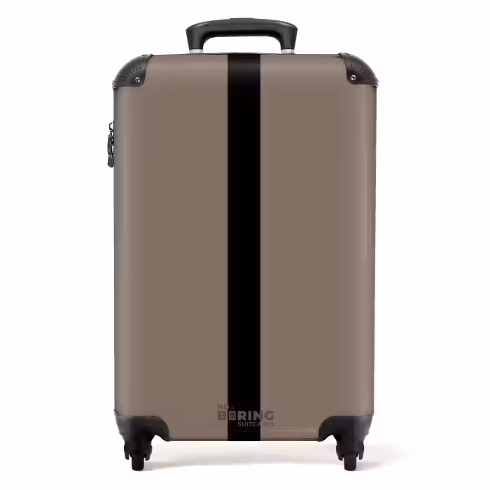 Koffer - Minimal - Taupe met zwarte streep
