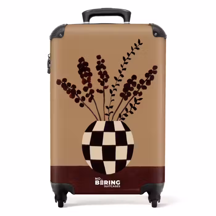 Koffer - Minimalistisch - Vaas - Bloemen - Bruin