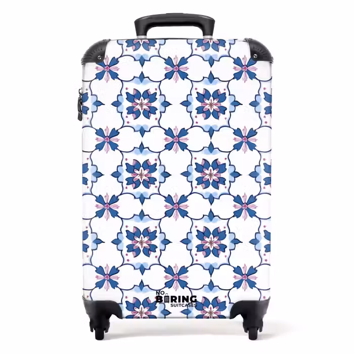 Koffer - Modern - Patroon - Blauw - Roze