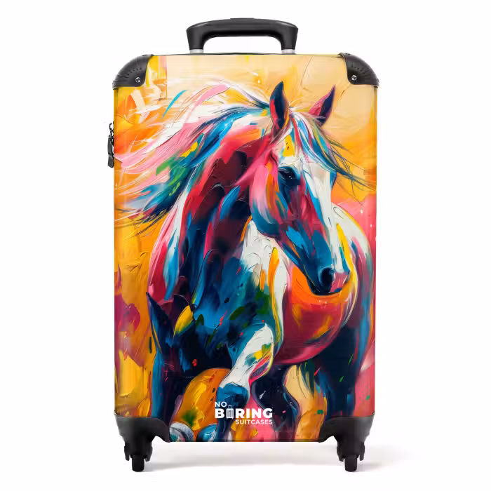 Koffer - Olieverf kunstwerk van een galopperend paard