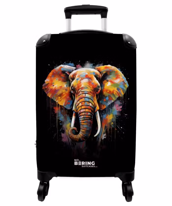 Koffer - Olifant Versierd met Kleurrijke Spetters