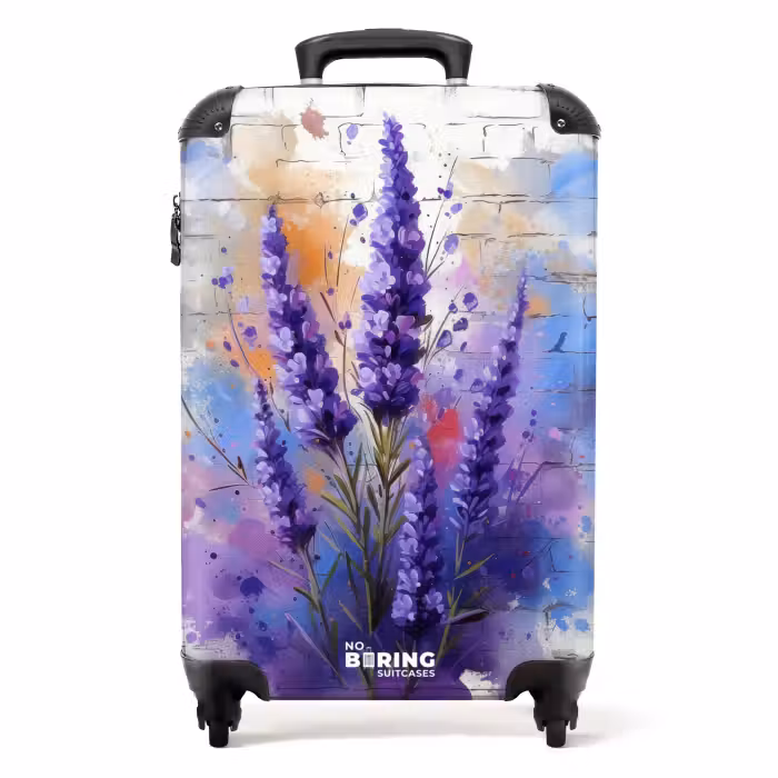 Koffer - Paarse lavendel in graffiti stijl