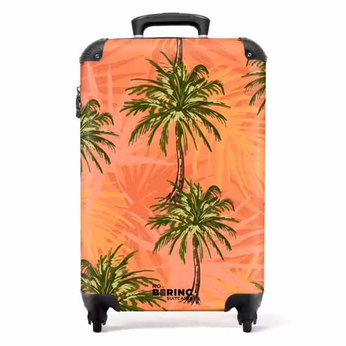 Koffer - Palmbomen met fleurige achtergrond.
