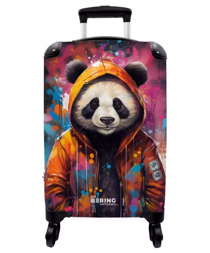 Koffer - Panda met Oranje Jas en Verfspetters