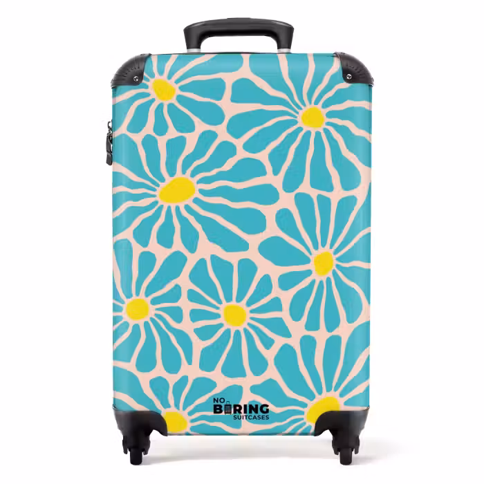 Koffer - Pastel bloemen - Blauw
