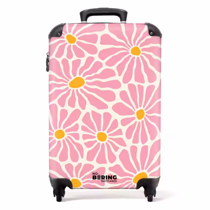 Koffer - Pastel bloemen - Roze