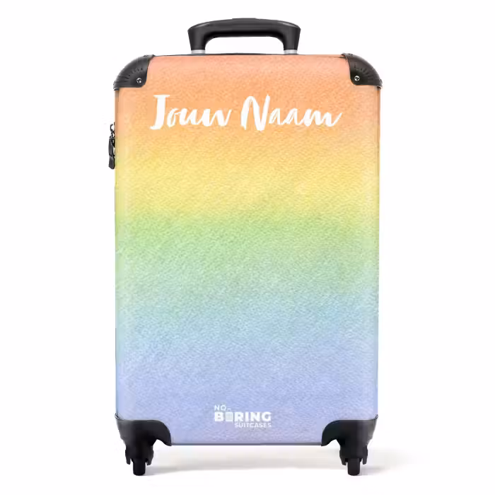 Koffer met naam - Pastel regenboog