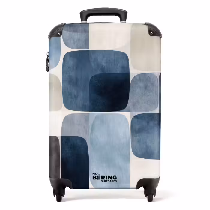 Koffer - Patroon - Blauw - Vierkanten