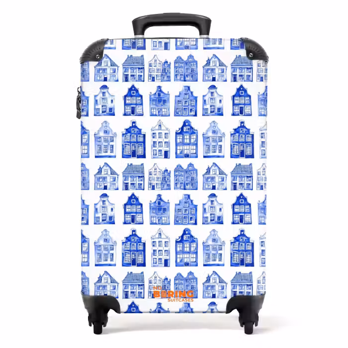 Koffer - Patroon - Huizen - Blauw