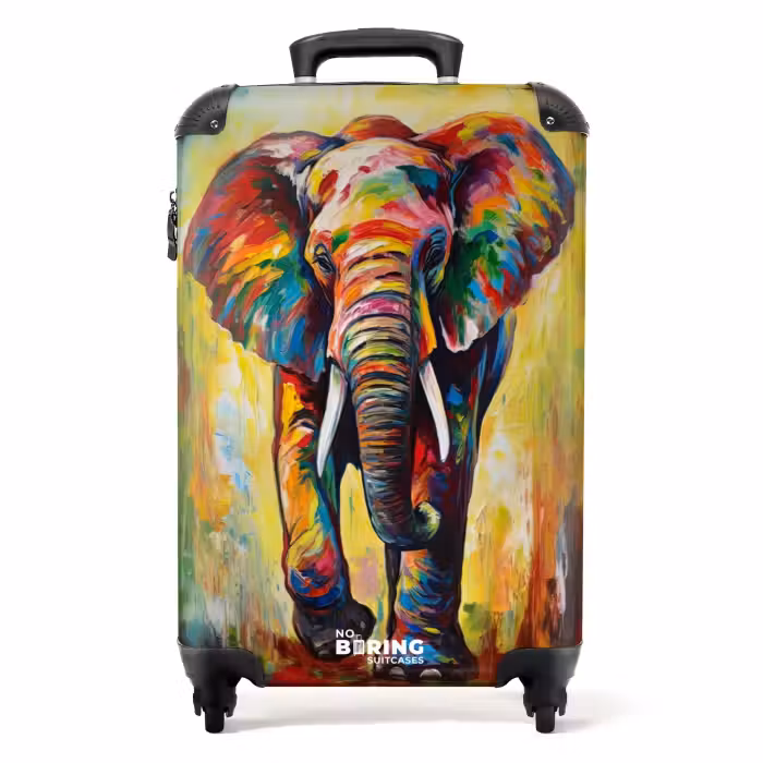 Koffer - Portret van een olifant als olieverf kunstwerk