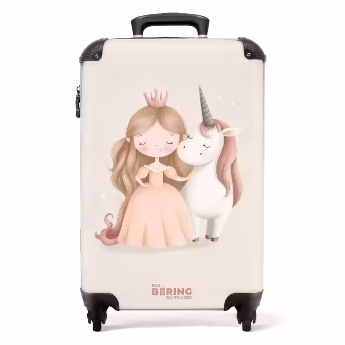 Koffer - Prinses en een eenhoorn in pastel kleuren