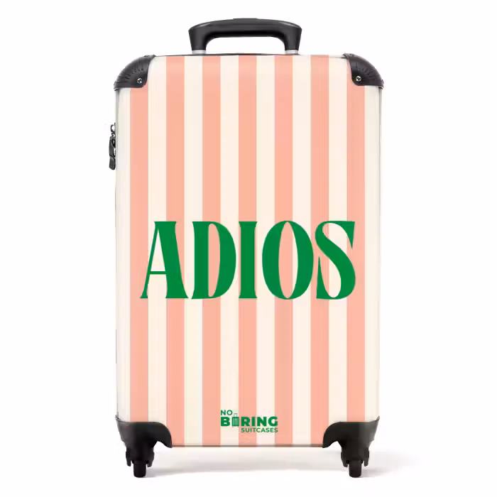 Koffer - Quotes - Adios zalmroze en roomwit