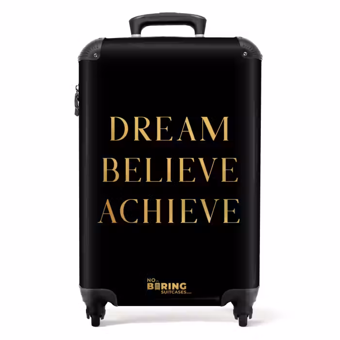 Koffer - Quotes - Dream believe achieve - Goud - Zwart - Luxe