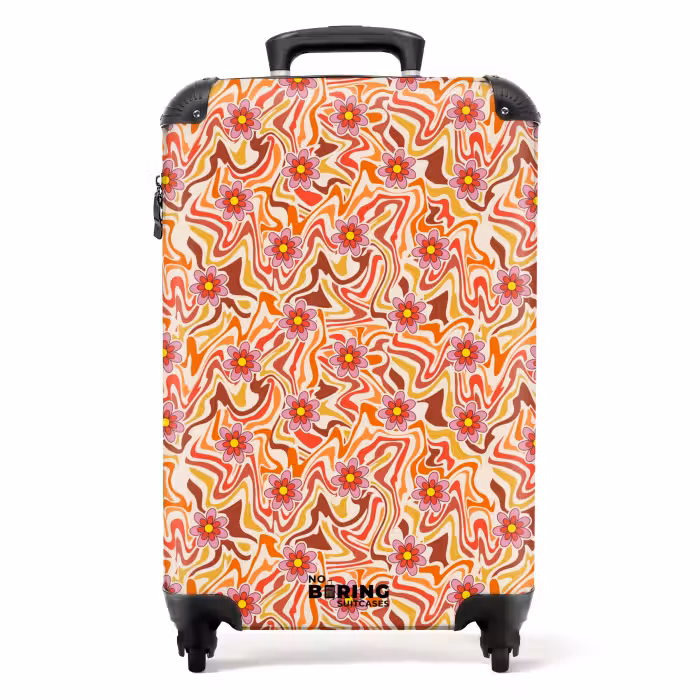Koffer - Retro disco 70s bloem patroon kleurrijk