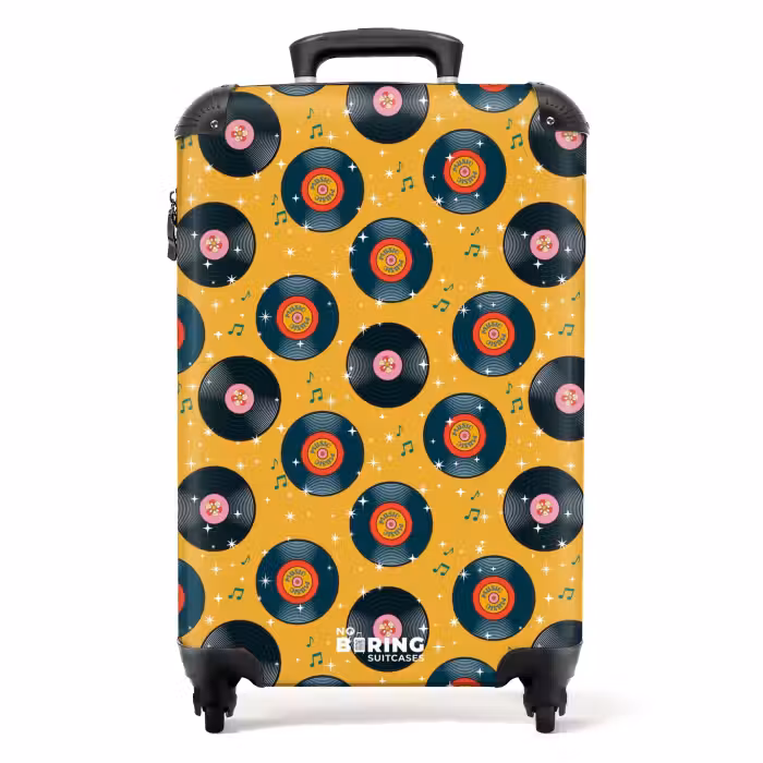 Koffer - Retro disco platen patroon kleurrijk