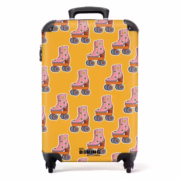 Koffer - Retro disco rolschaatsen patroon kleurrijk
